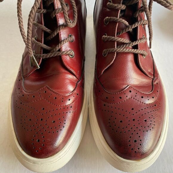 MEN’S Wingtip Lace Up Leather Boots Size 9- 9 1/2 - Picture 5 of 9